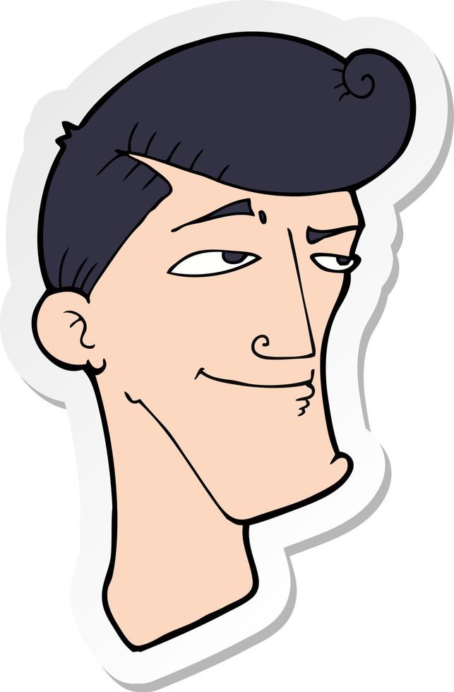 sticker of a cartoon confident man vector