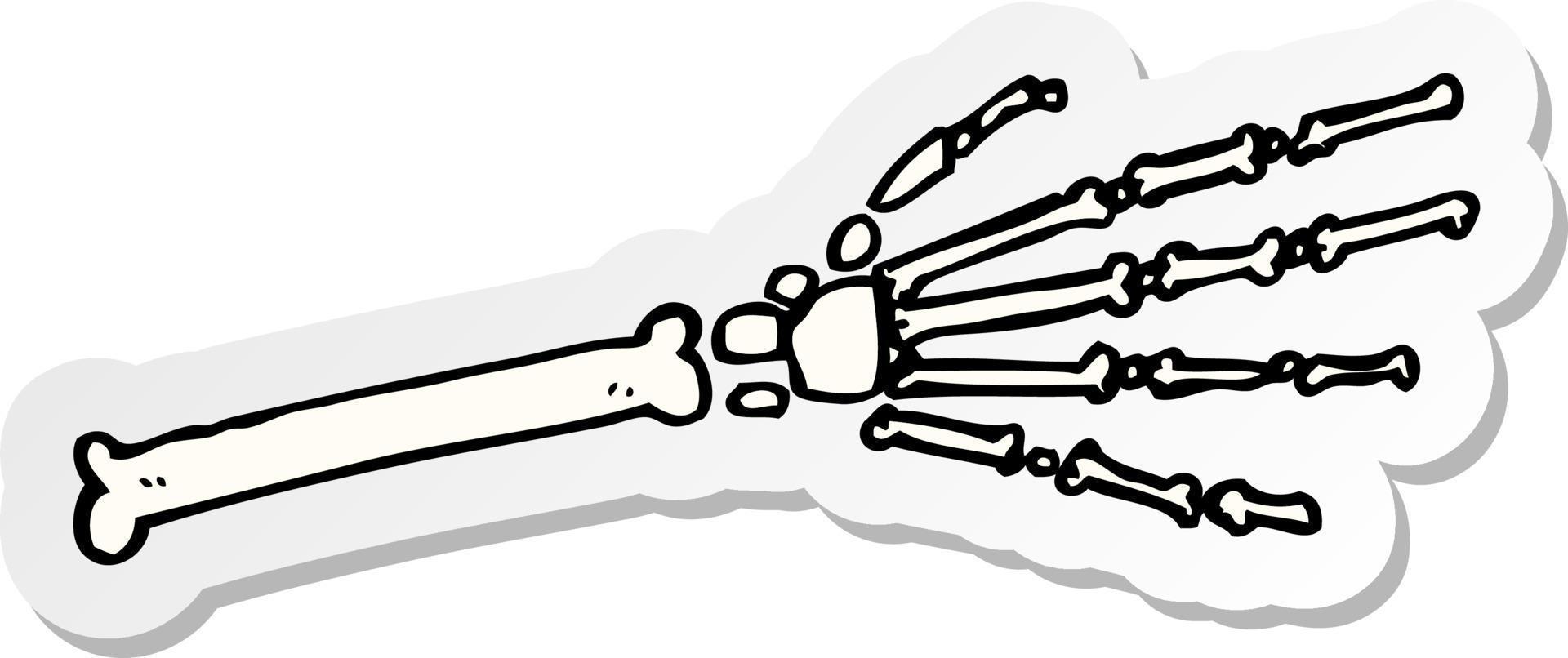 sticker of a cartoon skeleton hand vector
