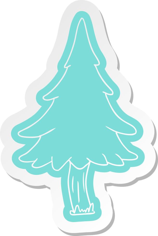 cartoon sticker of woodland pine trees vector