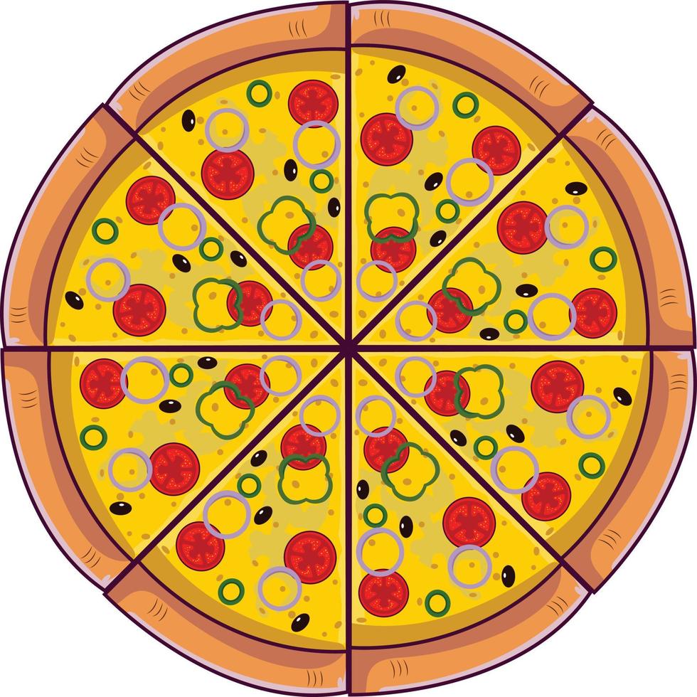 Isolated Full Pizza Illustration Graphic vector