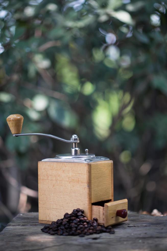 Coffee grinder and coffee beans photo