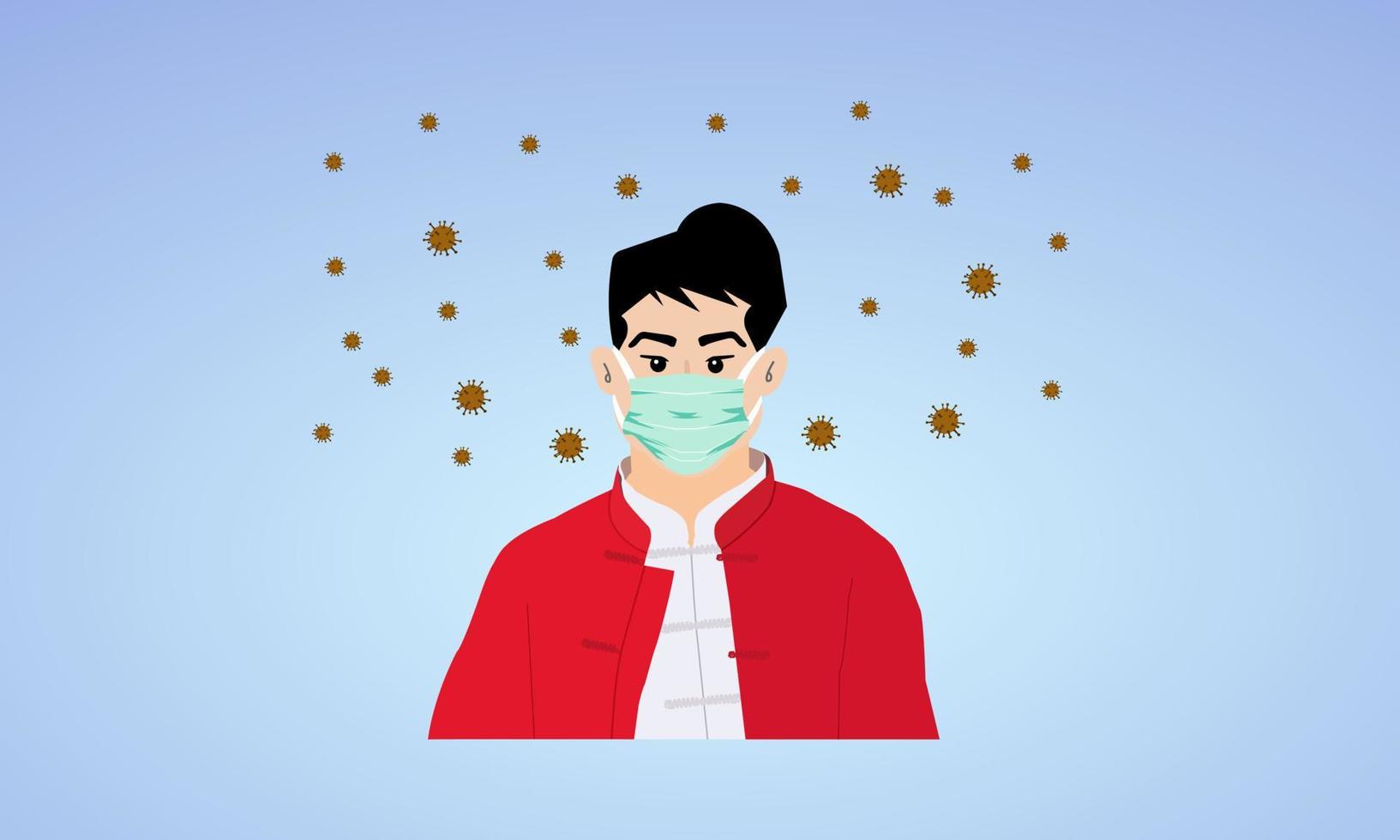 Man use medical masks to protect against viruses. Concept of covid 19 quarantine. vector