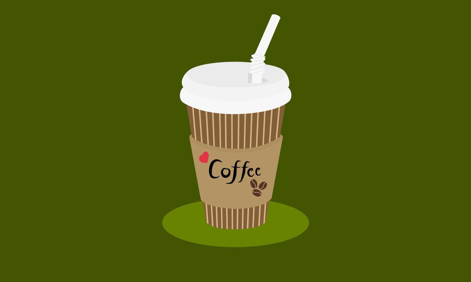 Plastic coffee cups for drinking with brown lids and straws. Paper Coffee Cup Mockup. vector