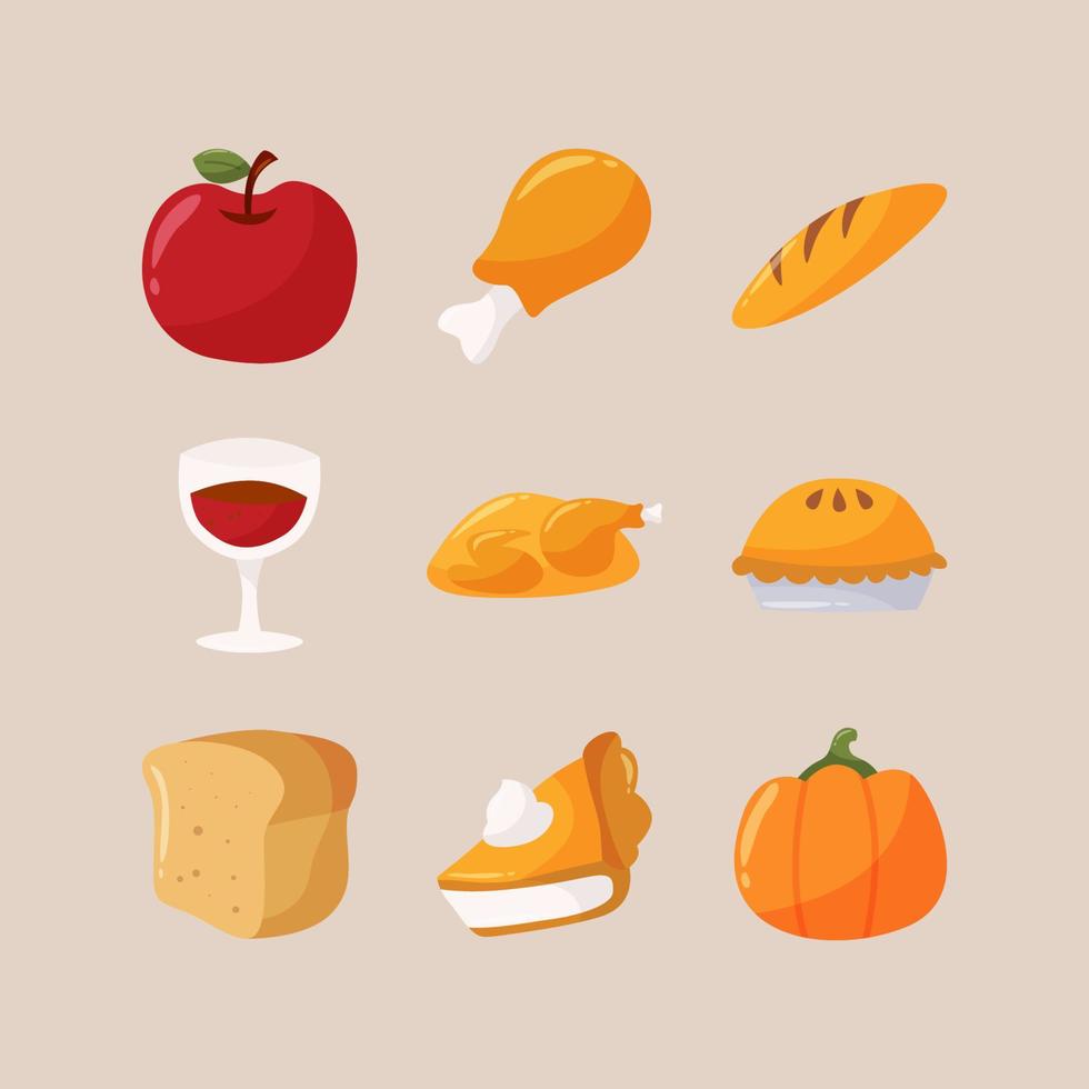 Thanksgiving Food And Beverage Doodle Hand Drawn Icon Collection vector
