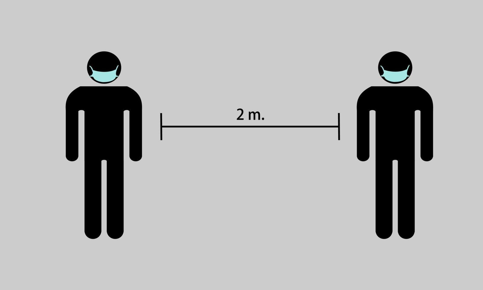 Wear a mask.Keep a distance of about 2 meters from others. Prevents the spread of coronavirus Covid 19. vector