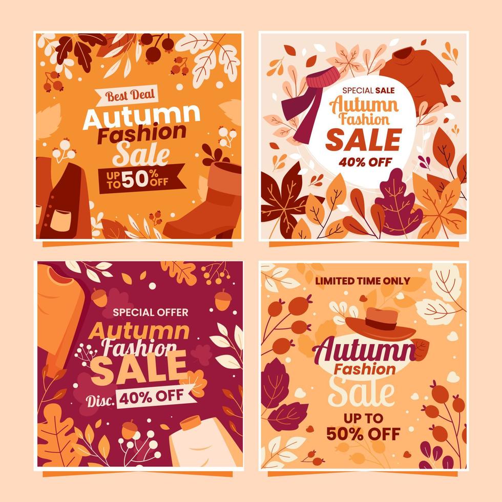 Autumn Fashion Sale Social Media vector