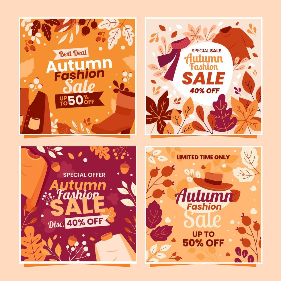 rebajas de moda otoño redes sociales vector