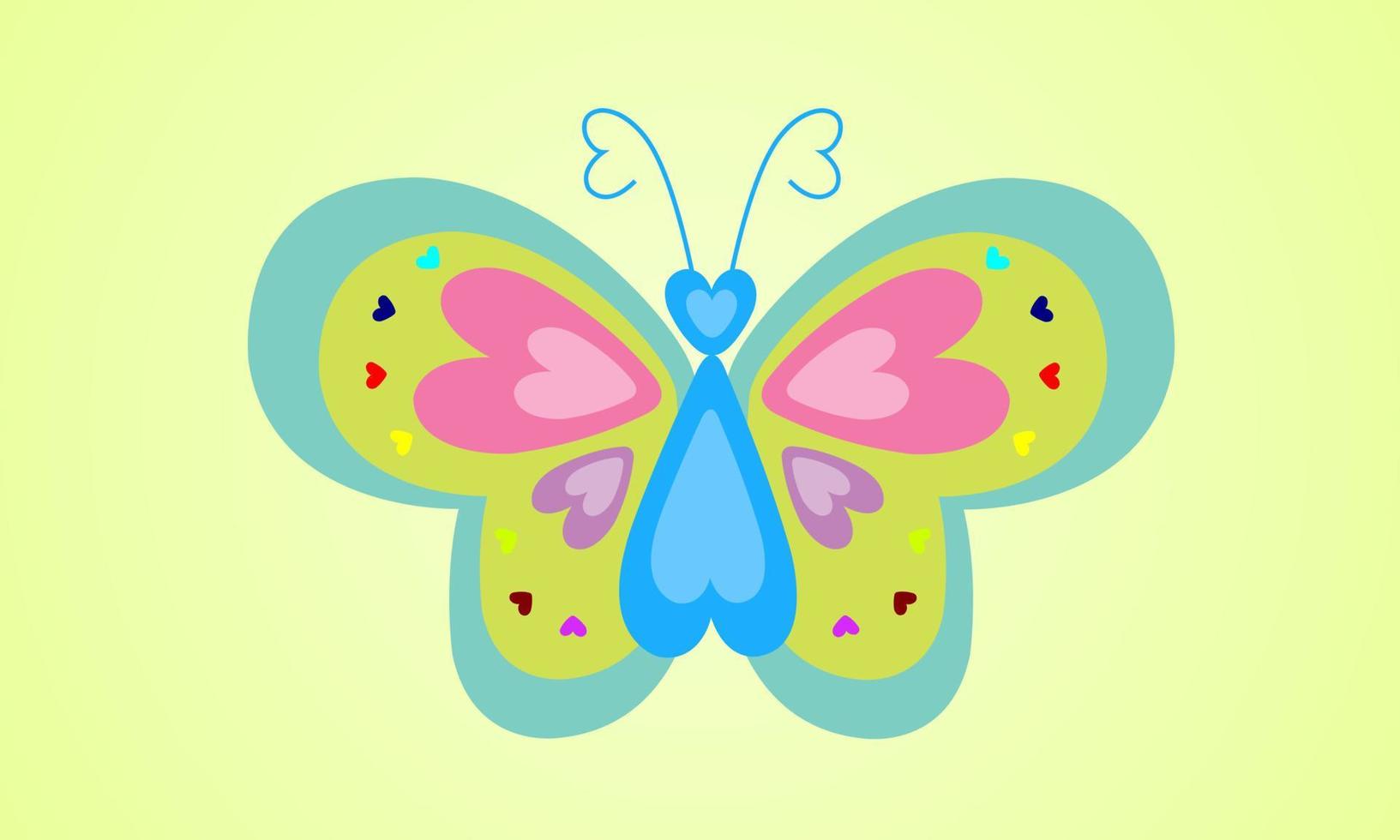 corazones coloridos forman una mariposa. plantilla de icono de mariposa. Feliz día de San Valentín. vector