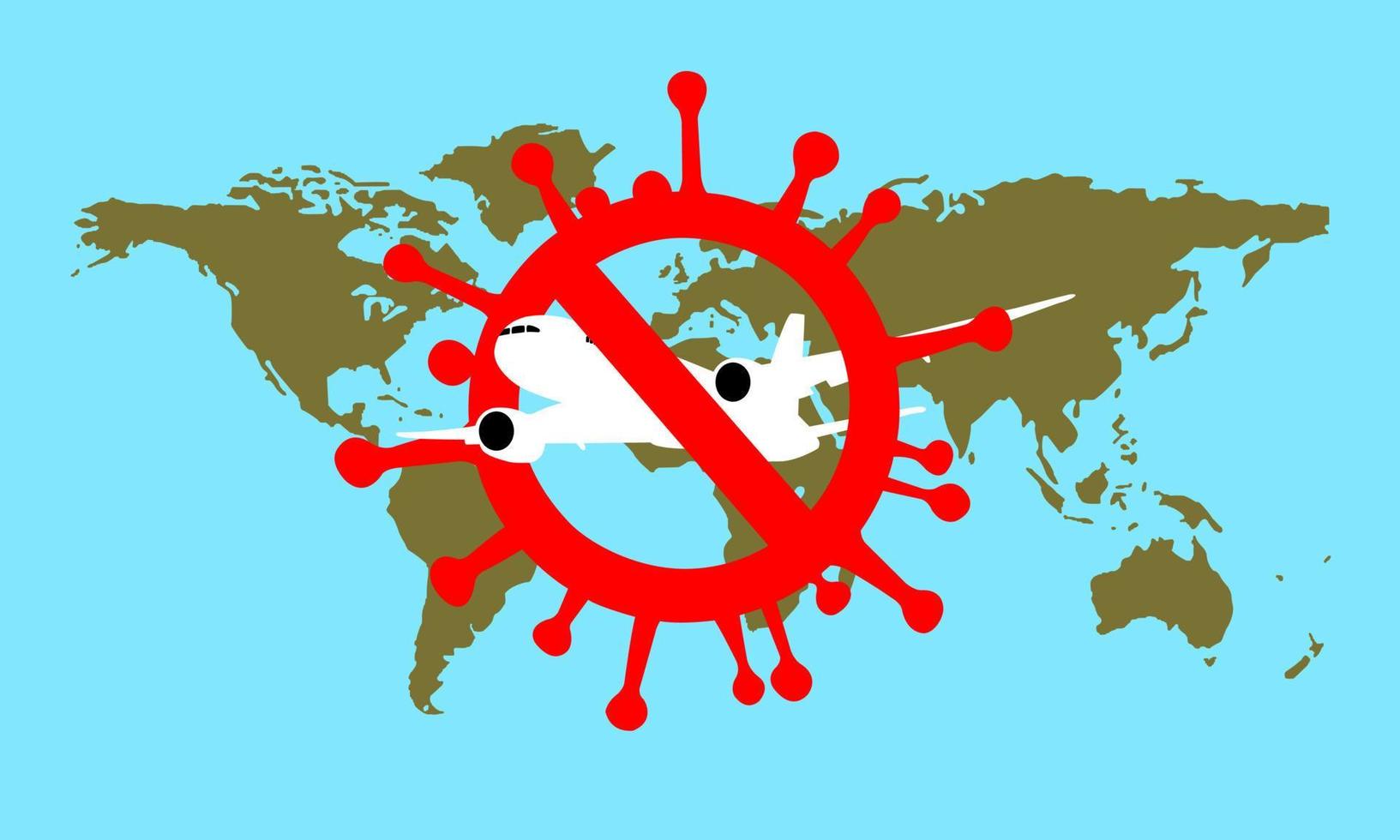 aerolínea cancela vuelos nacionales e internacionales. el concepto de bloqueo del coronavirus no se propaga. viajar está prohibido durante la pandemia del virus. vector