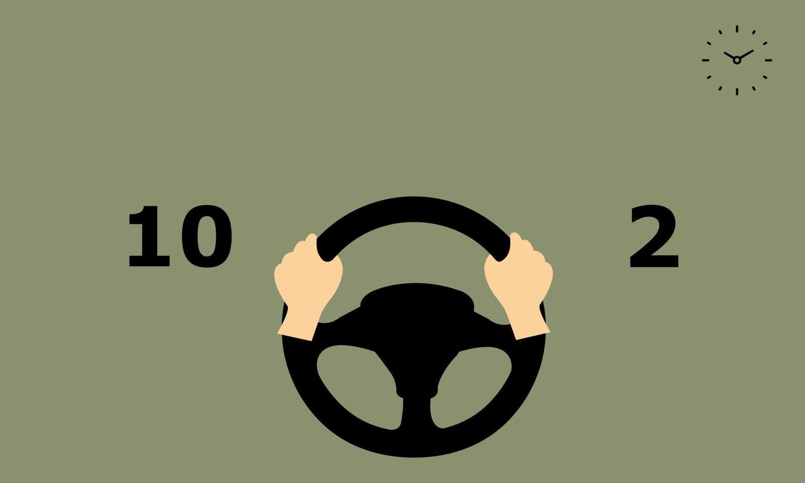 How to hold the steering wheel of the car. Vector illustration.