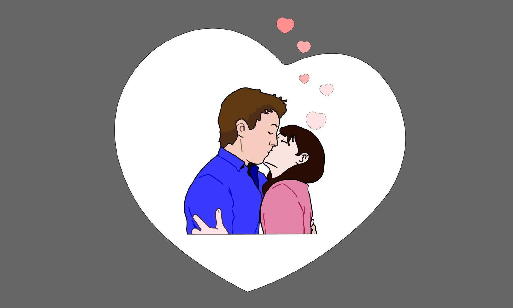 Loving couple romantic kissing. Showing love and passion for each other. vector