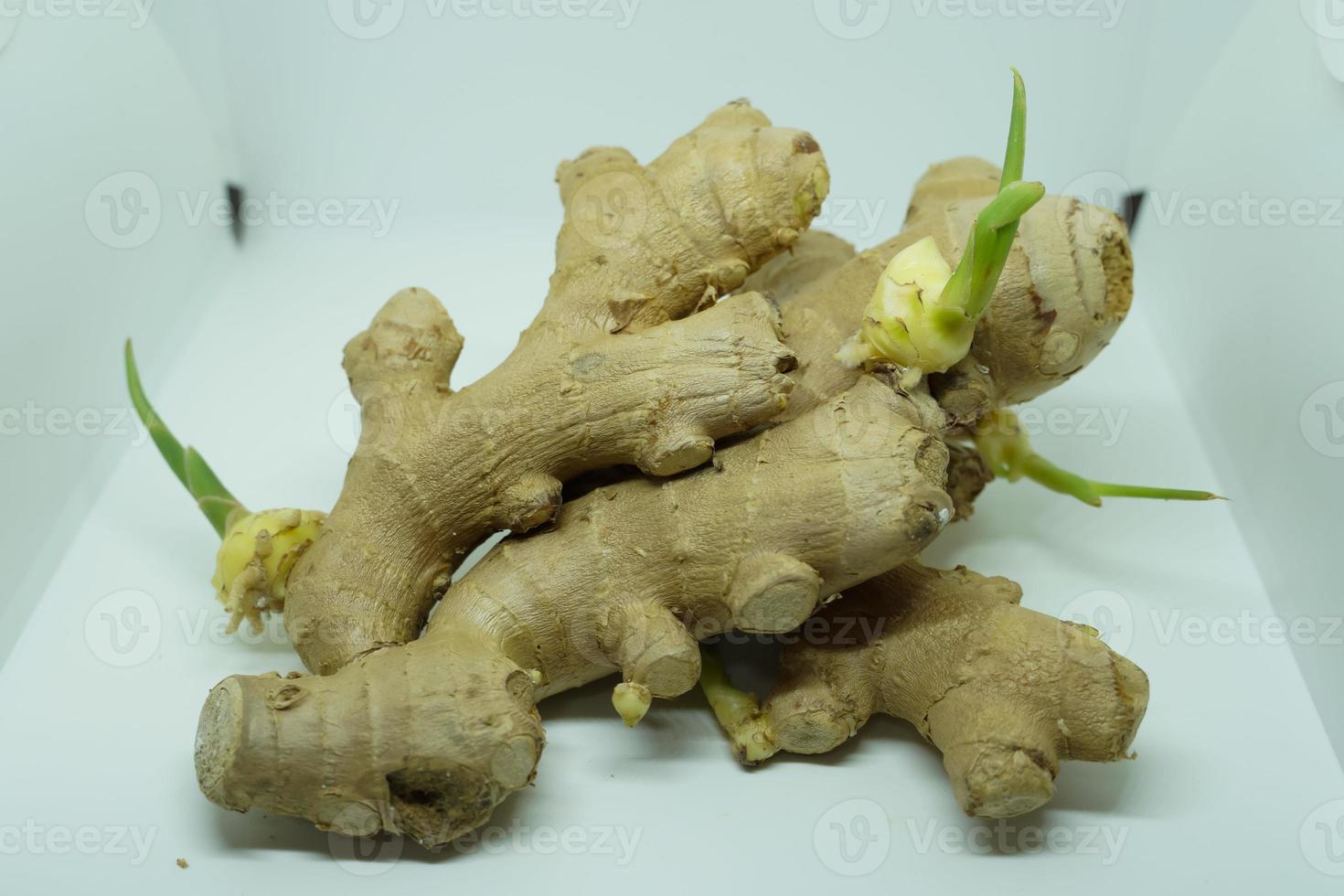 fresh ginger rhizome isolated on white background. photo