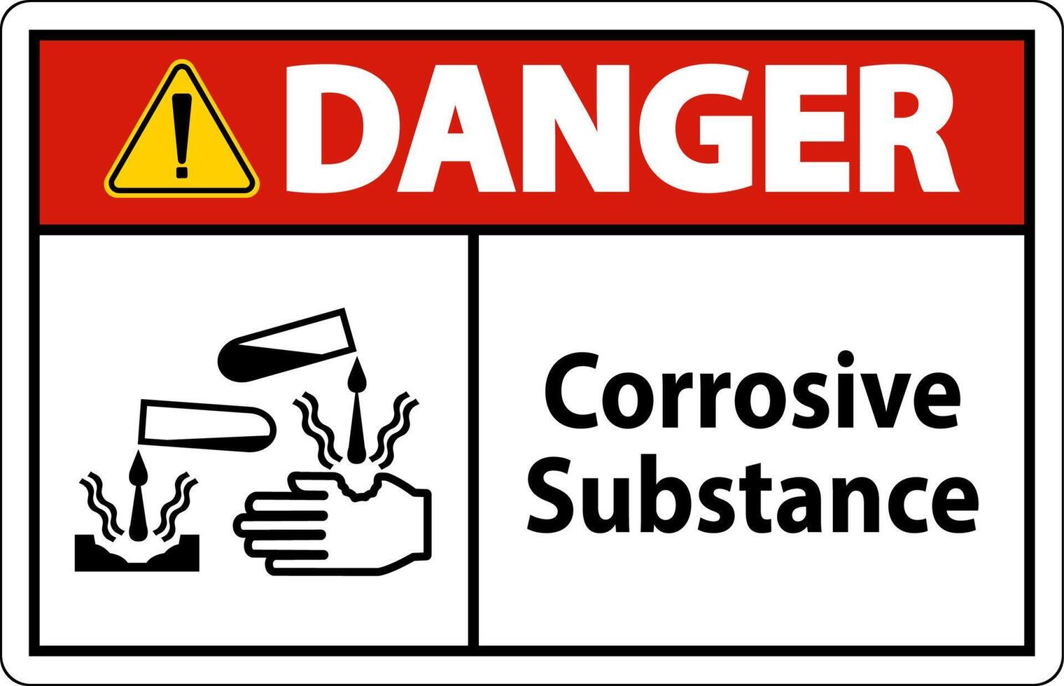 Danger Sign Corrosive Substance On White Background vector