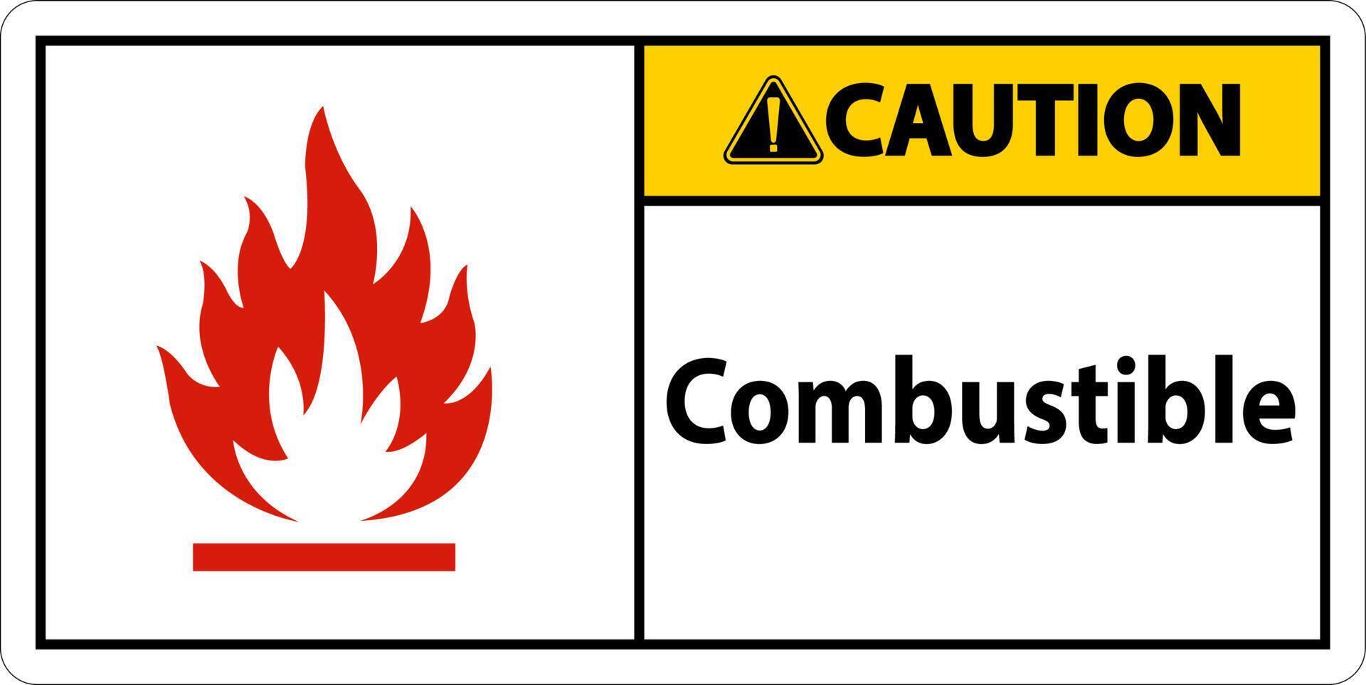 Caution Sign Combustible On White Background vector