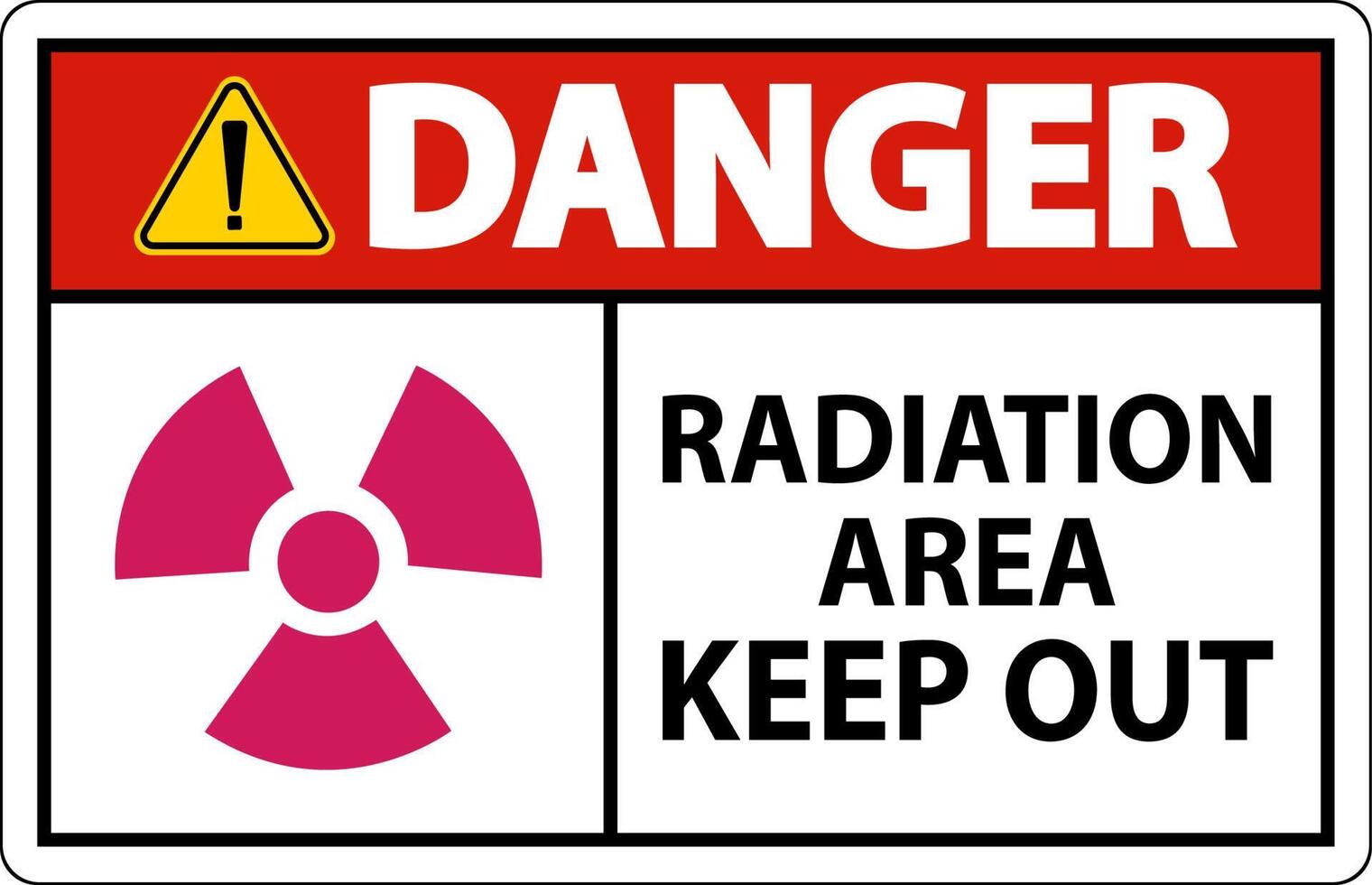Danger Radiation Area Keep Out Sign On White Background vector