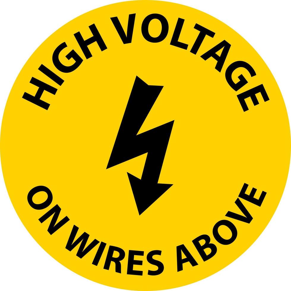 Precaución de alto voltaje en los cables por encima de firmar sobre fondo blanco. vector