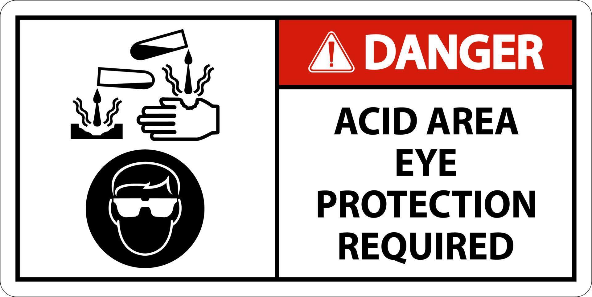 Danger Acid Area Eye Protection Required Sign With Sign vector