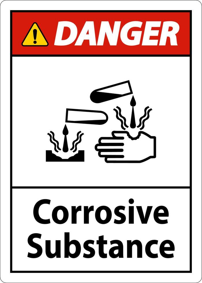 Danger Sign Corrosive Substance On White Background vector