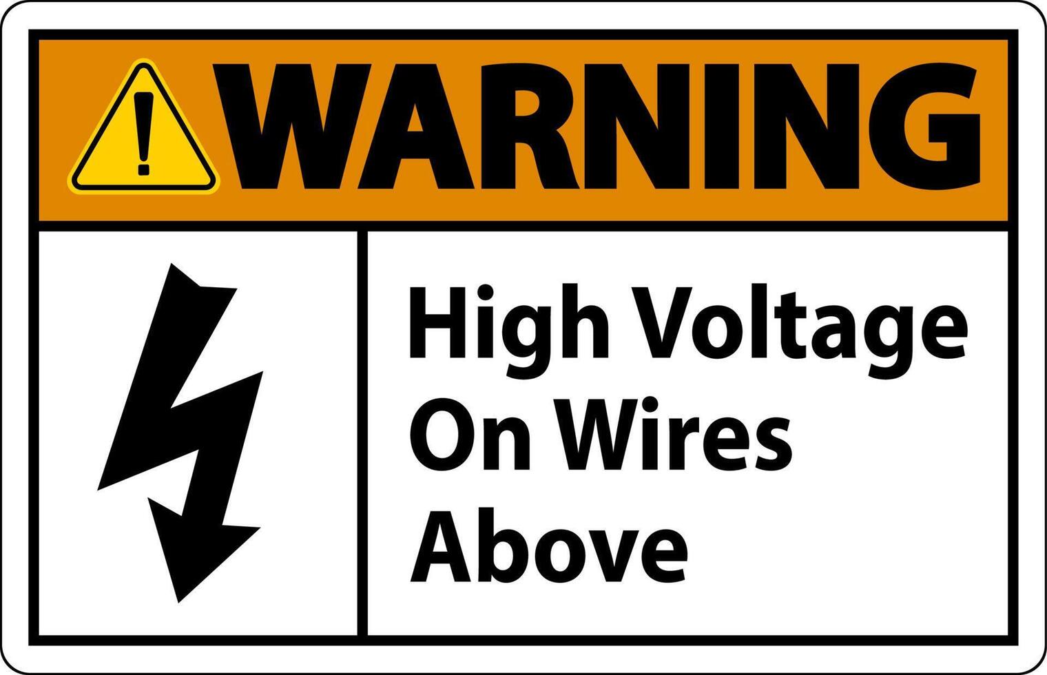 advertencia de alto voltaje en los cables por encima de la señal sobre fondo blanco vector