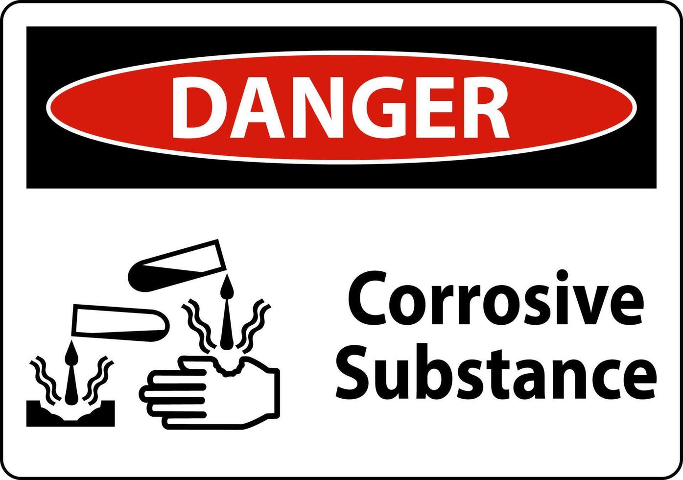 Danger Sign Corrosive Substance On White Background vector