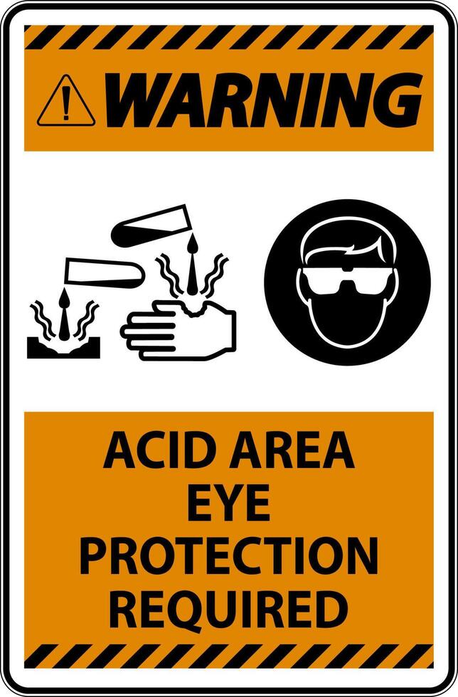 Warning Acid Area Eye Protection Required Sign With Sign vector