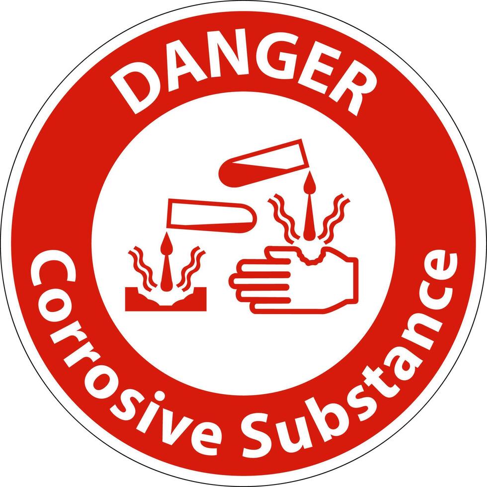 Danger Sign Corrosive Substance On White Background vector