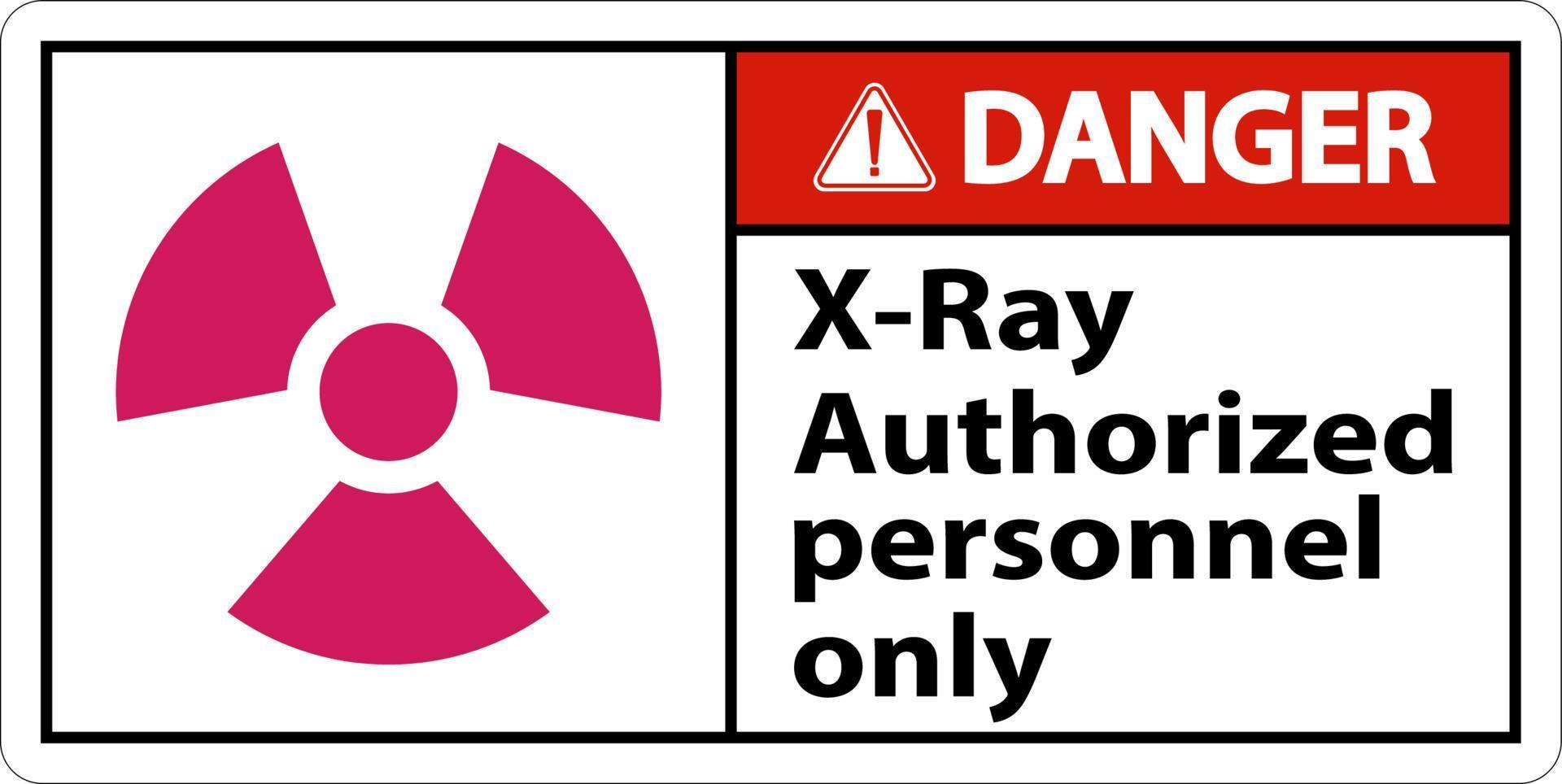 señal de peligro personal autorizado de rayos x solo sobre fondo blanco vector