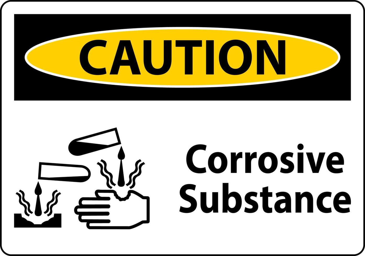Caution Sign Corrosive Substance On White Background vector