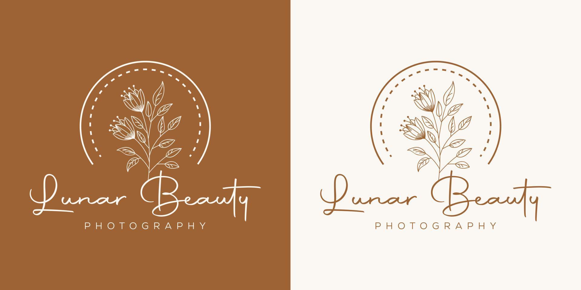 Botanical Floral element Hand Drawn Logo with Wild Flower and Leaves. Logo for spa and beauty salon, boutique, organic shop, wedding, floral designer, interior, photography, cosmetic. vector