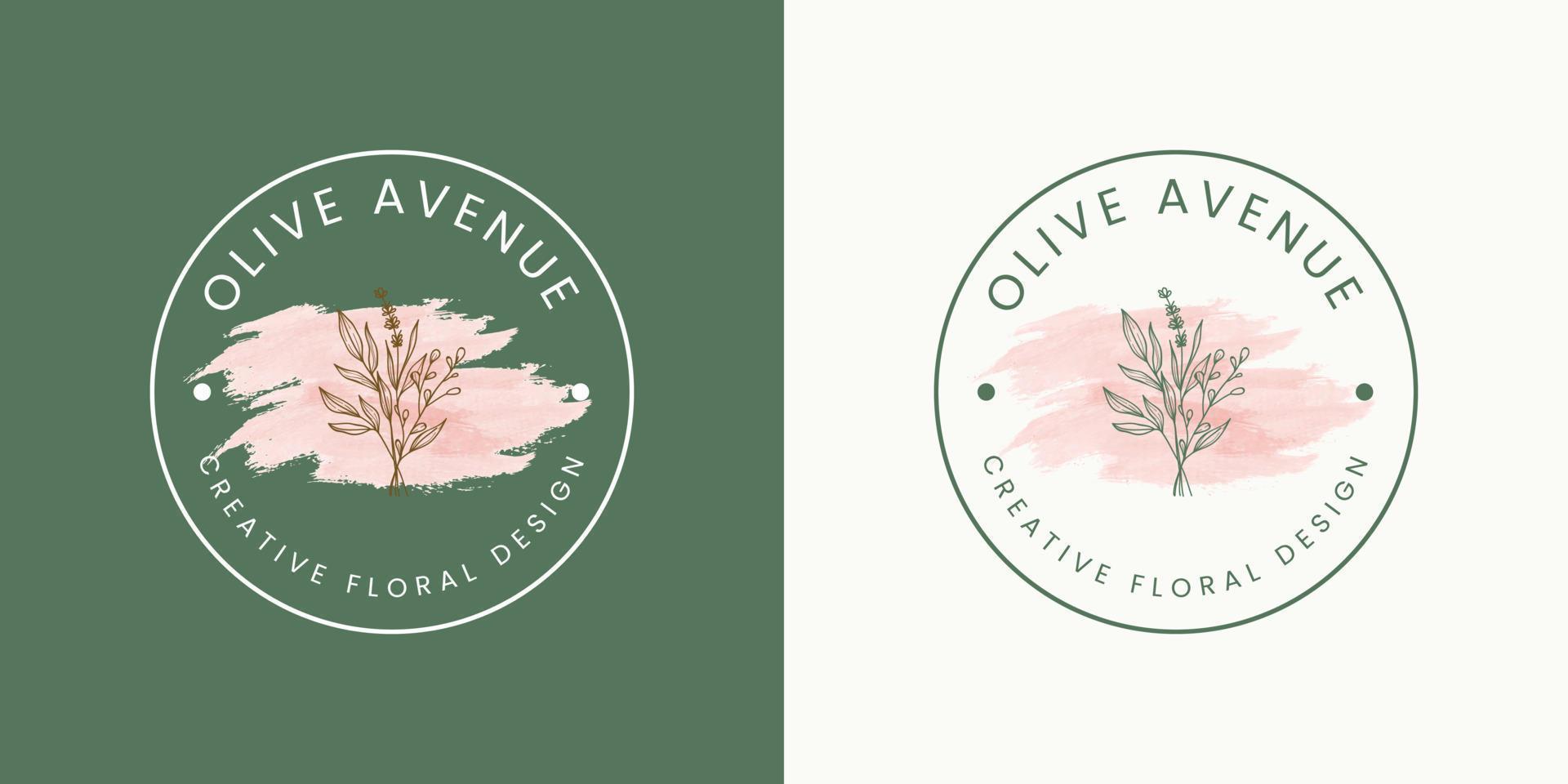 Botanical Floral element Hand Drawn Logo with Wild Flower and Leaves. Logo for spa and beauty salon, boutique, organic shop, wedding, floral designer, interior, photography, cosmetic. vector