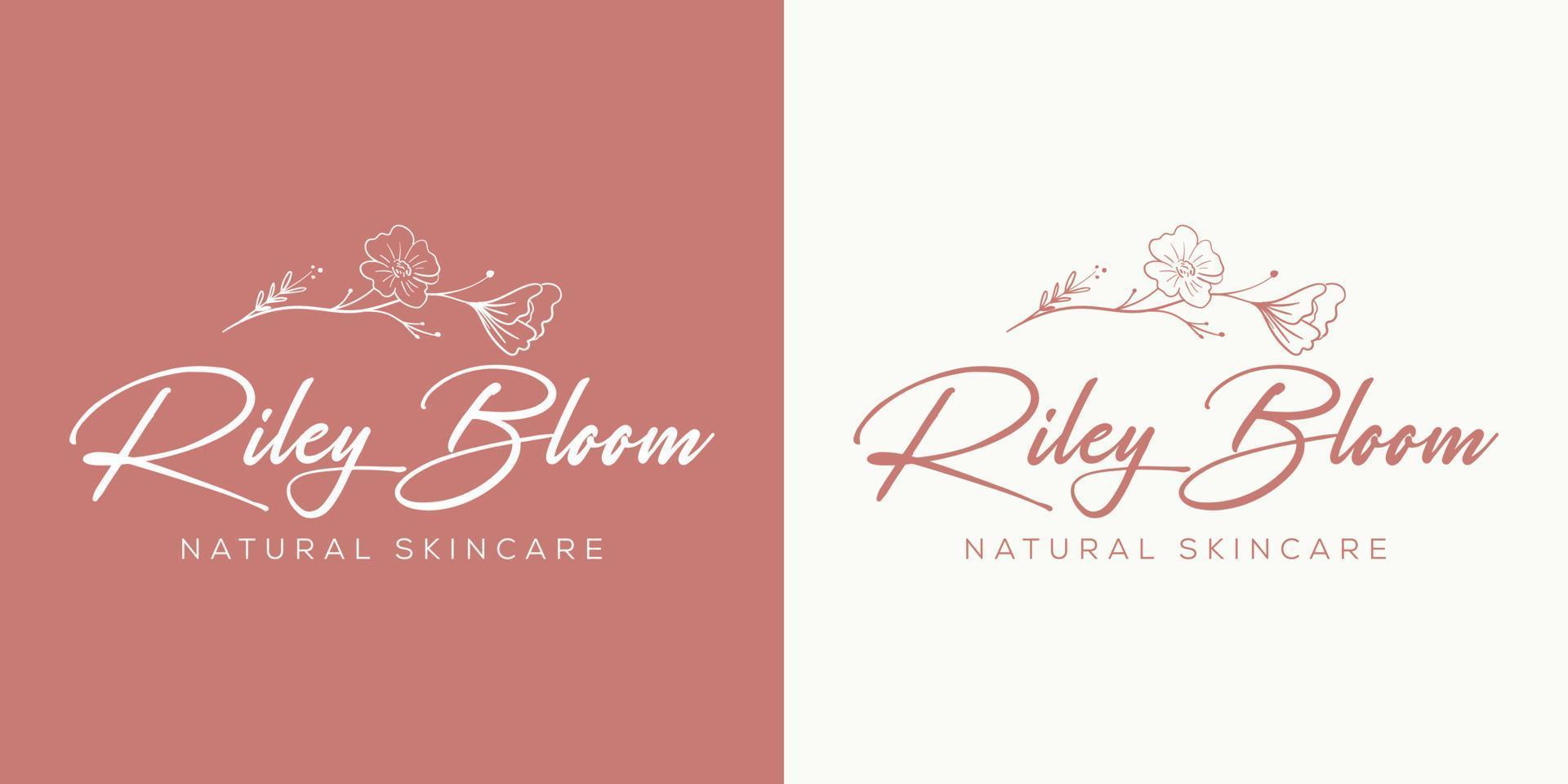 Botanical Floral element Hand Drawn Logo with Wild Flower and Leaves. Logo for spa and beauty salon, boutique, organic shop, wedding, floral designer, interior, photography, cosmetic. vector