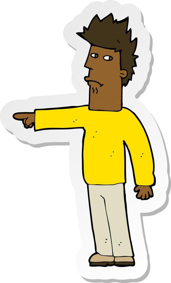 sticker of a cartoon man pointing vector