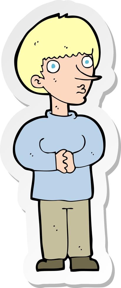 sticker of a cartoon nervous man vector