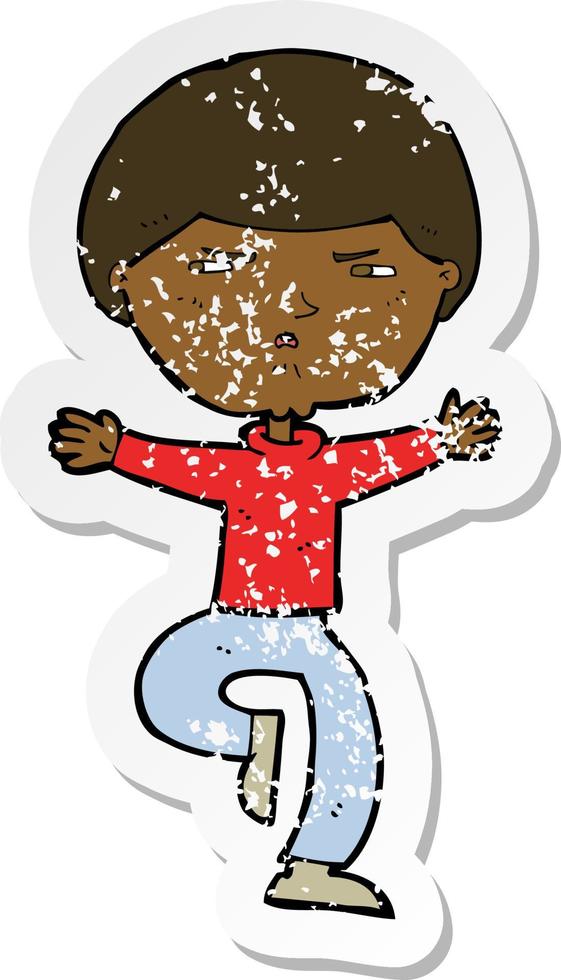 retro distressed sticker of a cartoon angry man vector