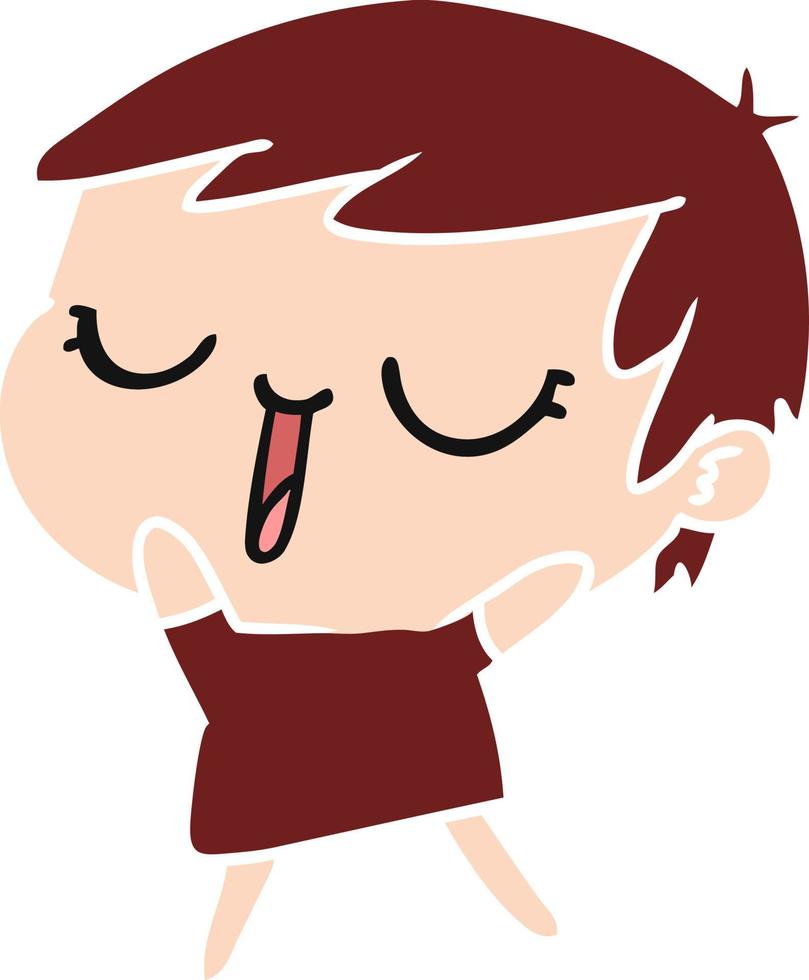 cartoon of cute kawaii short haired girl vector