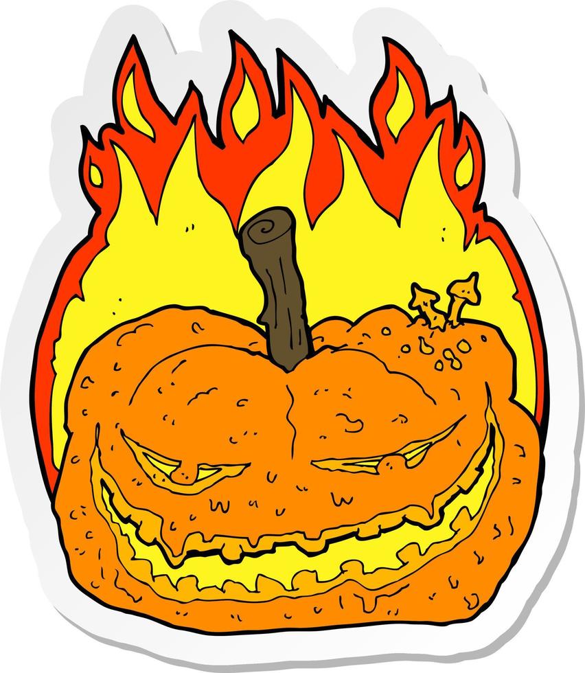 sticker of a cartoon halloween pumpkin vector