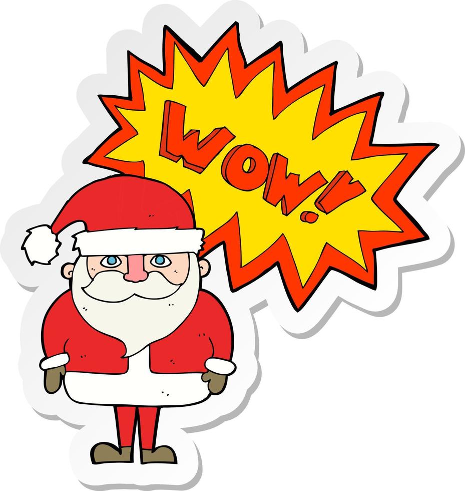sticker of a cartoon amazed santa claus vector