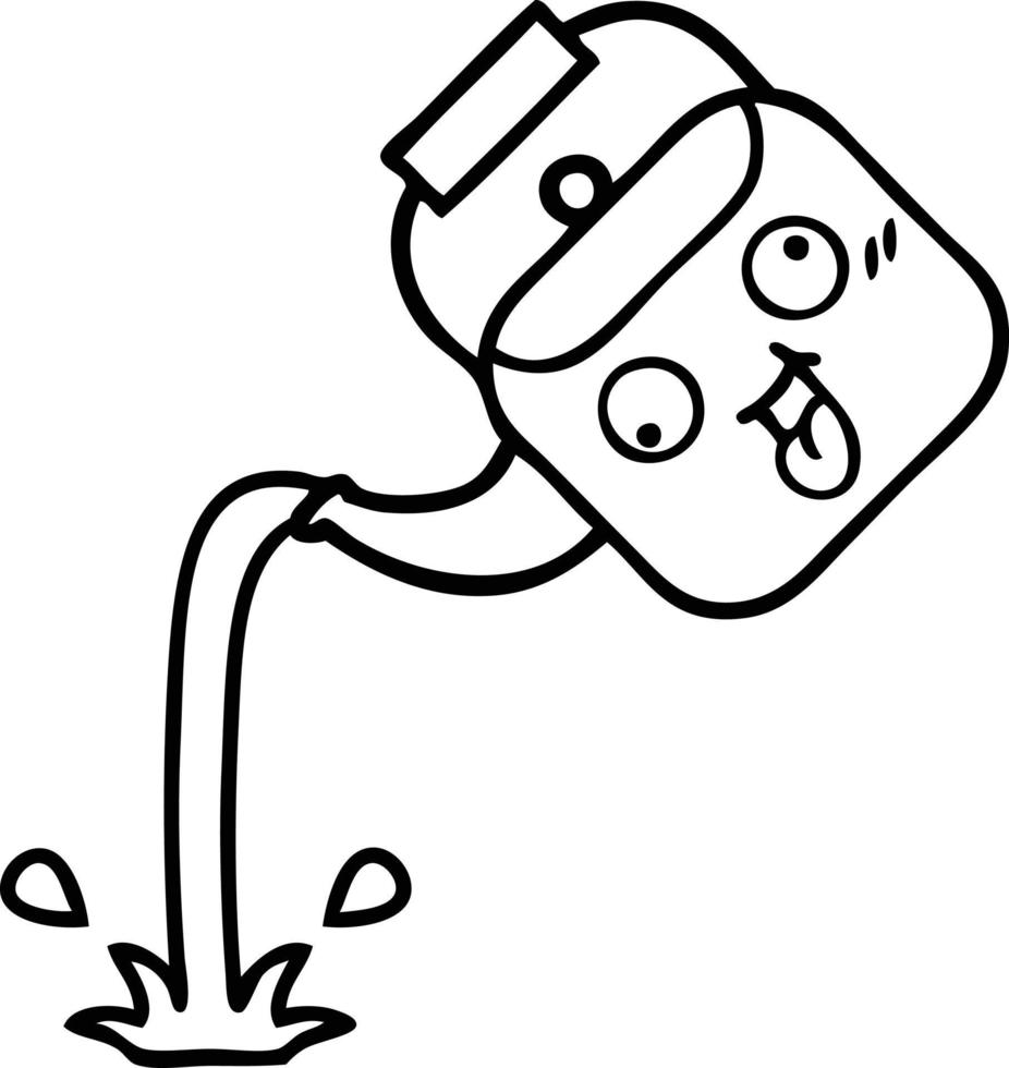 line drawing cartoon pouring kettle vector
