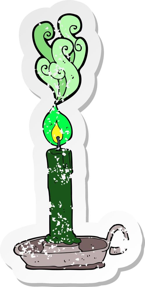 retro distressed sticker of a cartoon spooky candle vector