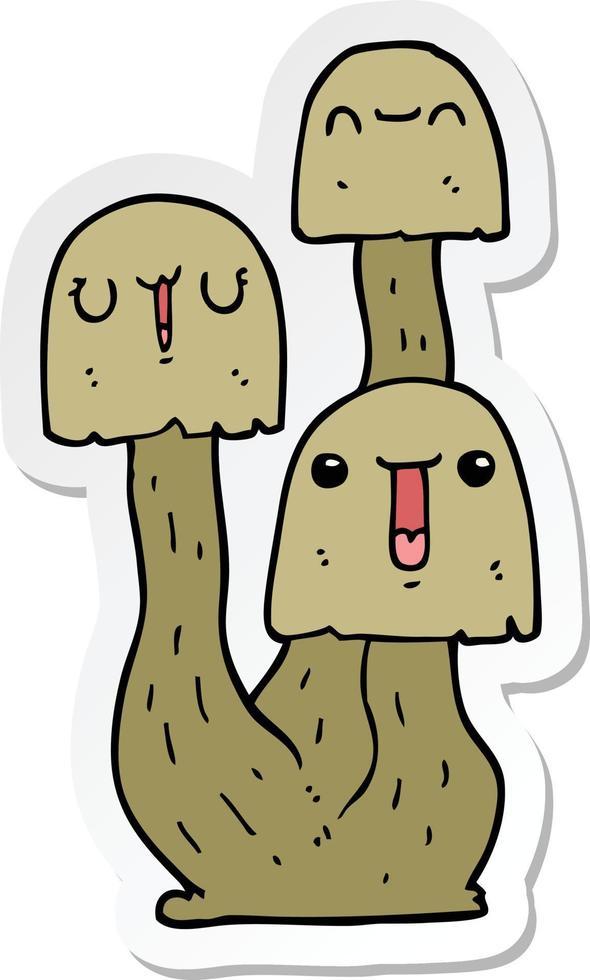 sticker of a cartoon mushroom vector