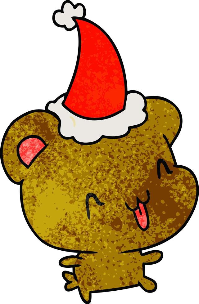 christmas textured cartoon of kawaii bear vector