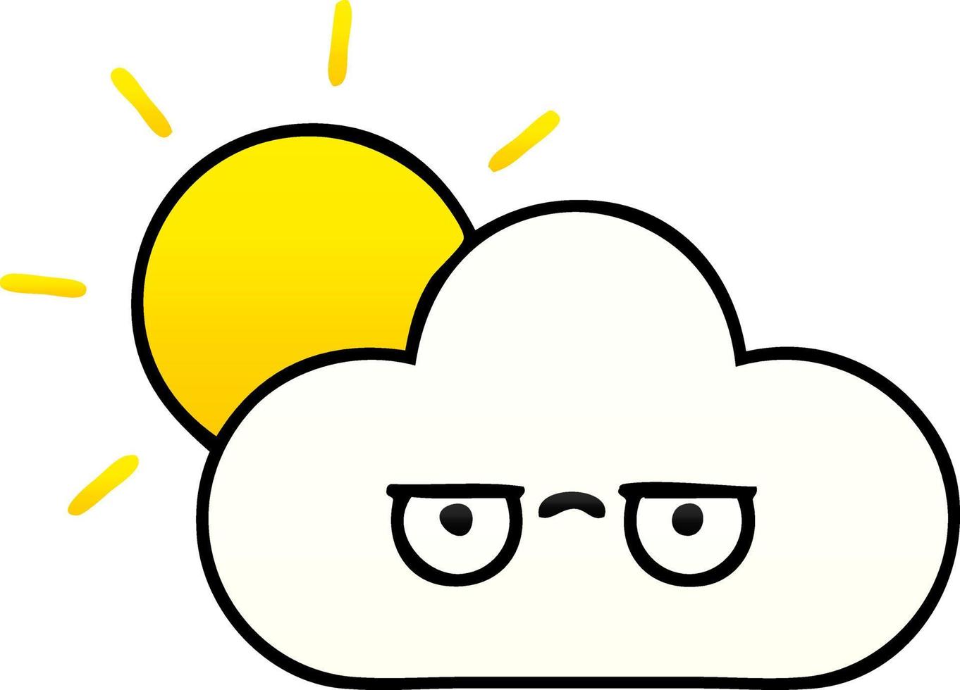 sol y nube de dibujos animados sombreados degradados vector