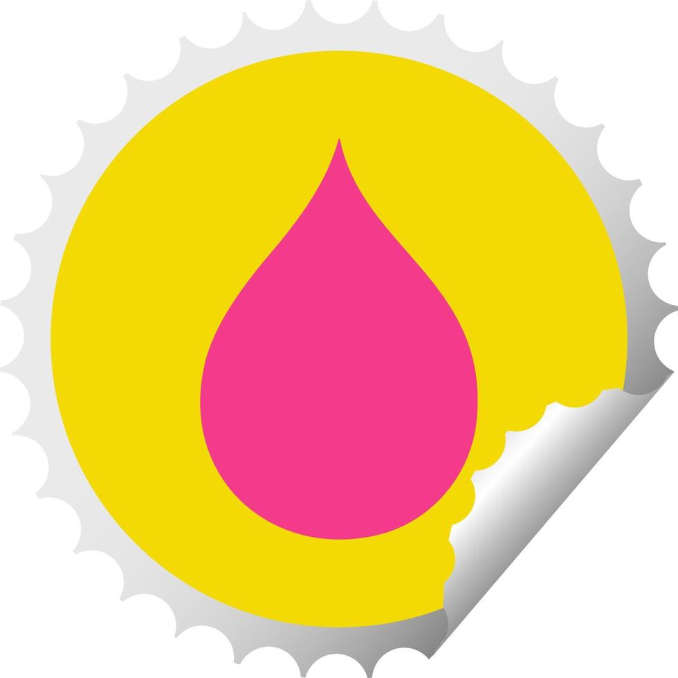 quirky circular peeling sticker cartoon rain drop vector