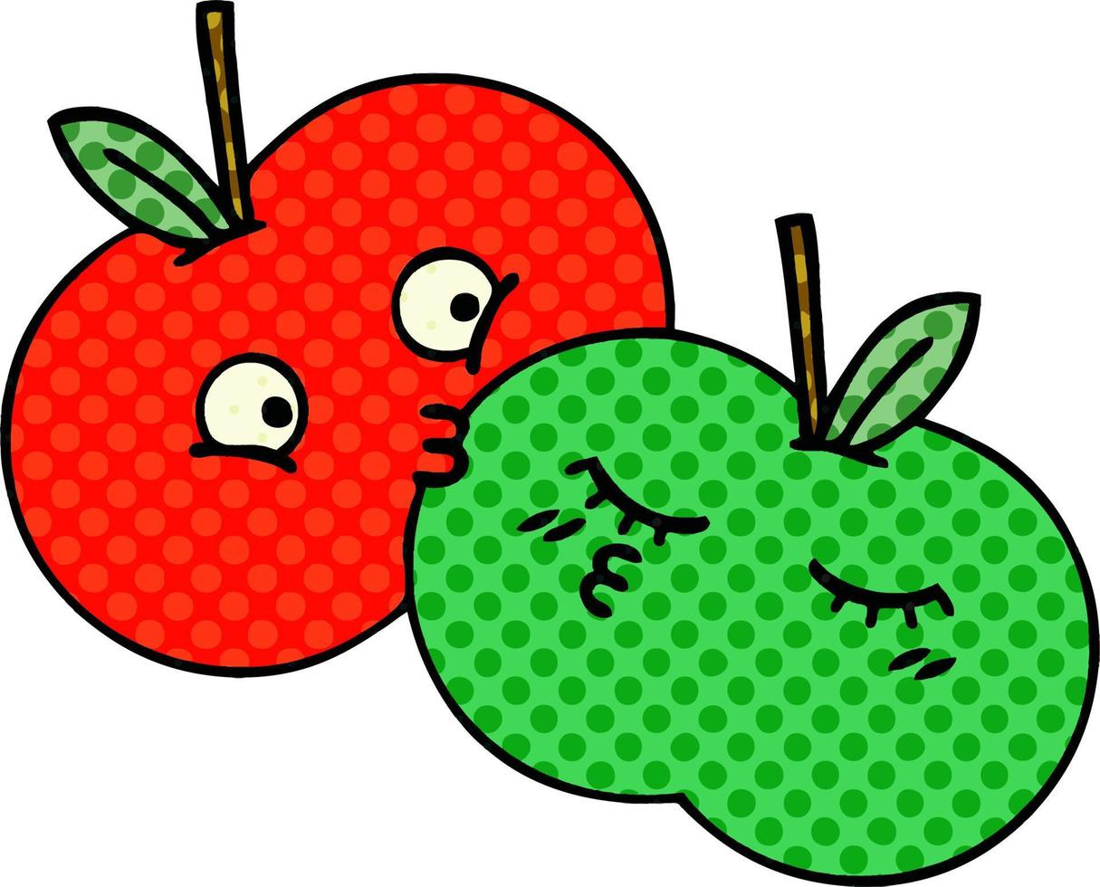 manzanas de dibujos animados de estilo cómic vector