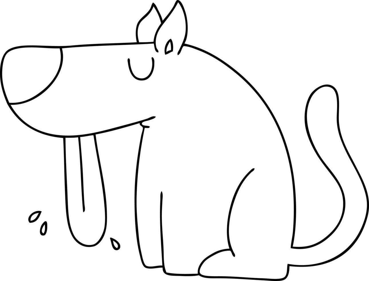 quirky line drawing cartoon dog vector