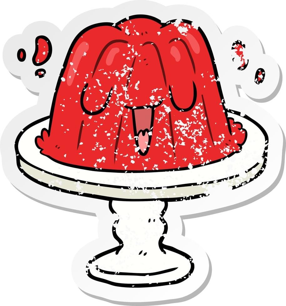 distressed sticker of a cartoon jelly vector