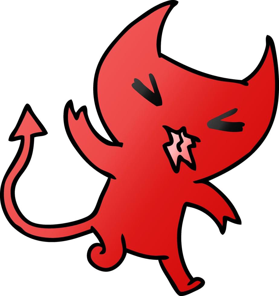 gradient cartoon of a kawaii cute demon vector