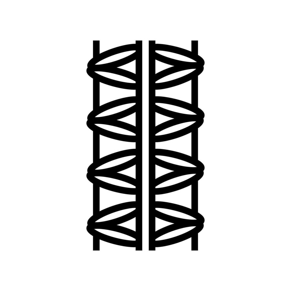 Ilustración de vector de icono de línea de barras de refuerzo de acero