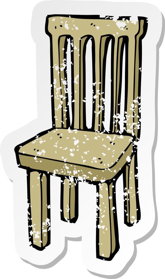 retro distressed sticker of a cartoon wooden chair vector