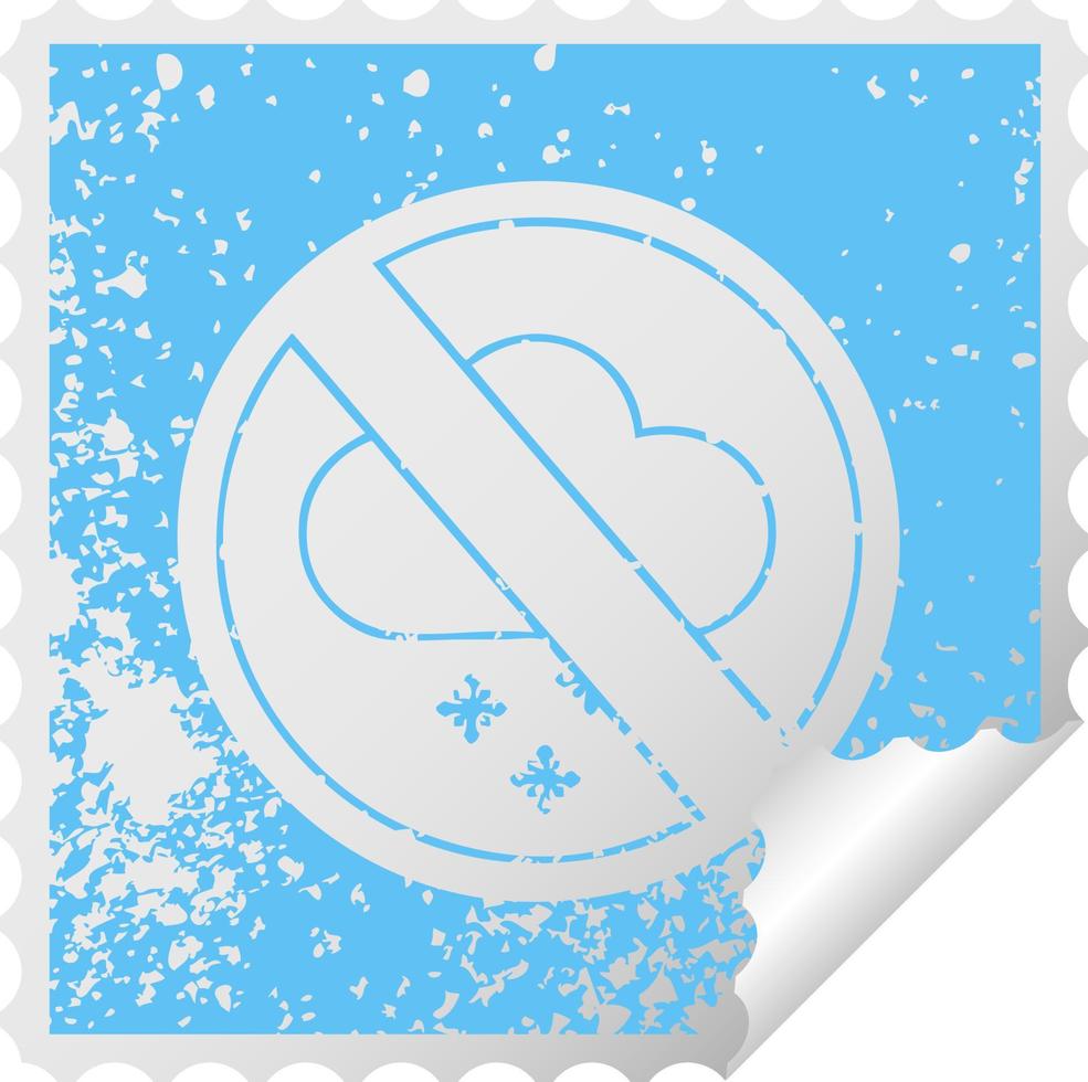 distressed square peeling sticker symbol no snow allowed sign vector